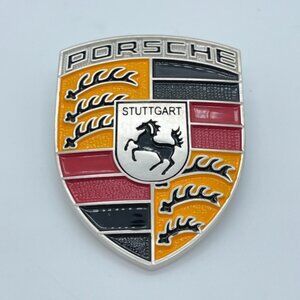NWT PORSCHE refinished custom color hood crest German flag Black Red Yellow